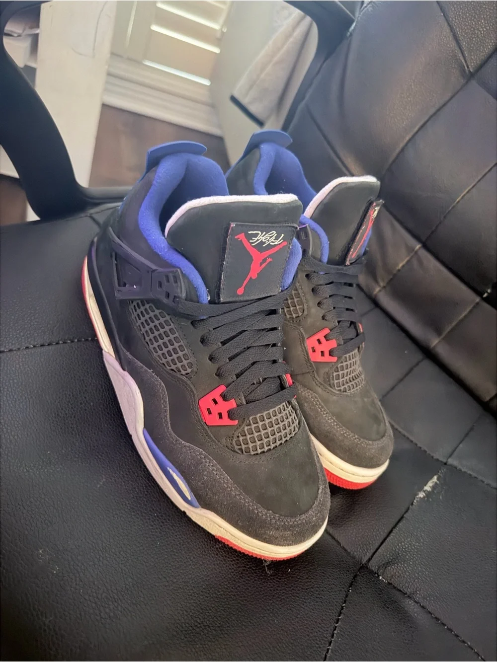 Jordan Retro 4 Men’s Black with Red and Blue Accents
